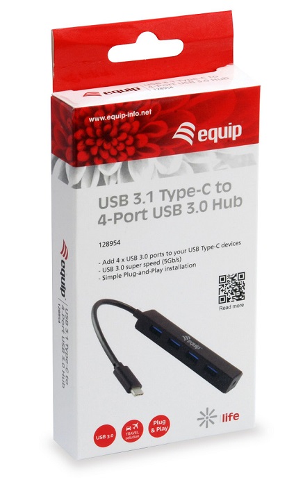 Hub USB-C Equip para 4 X USB 3.0 Preto 3